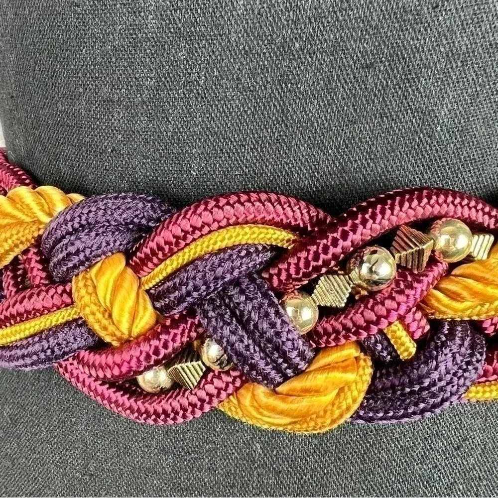 Twisted Braided Beaded Vintage Rope Belt Size Small NWT Gold Purple Burgundy - Picture 11 of 13